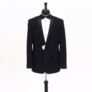 Perry Ellis 42R Black Solid 1-Button Sport Coat Blazer Jacket T102